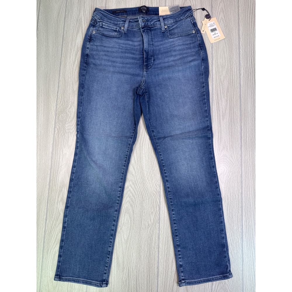 NYDJ Sheri Slim Straight Jeans Stunning Blue High Rise Size 10P New With Tags